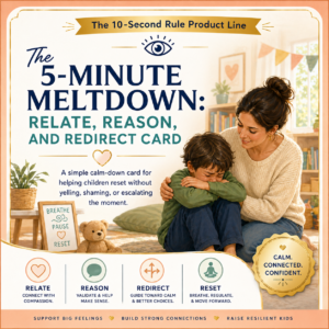 The 5-Minute Meltdown: Relate, Reason, and Redirect Card